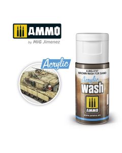 Mig Akrylmaling, ammo-by-mig-jimenez-0707-brown-wash-for-sand-acrylic-wash-15-ml, MIG0707