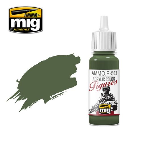 Mig Akrylmaling, ammo-by-mig-jimenez-f-503-dark-olive-green-fs-34130-acrylic-figure-miniature-paint-17-ml, MIGF503